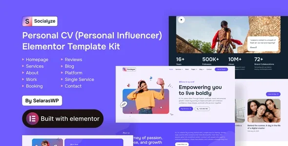 Socialyze - Personal CV Influencer Elementor Pro Template Kit