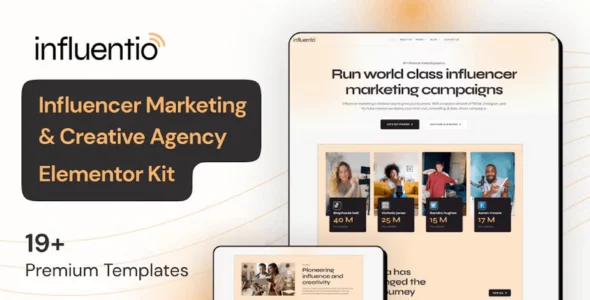 Influentio Influencer Influentio - Marketing & Creative Agency Elementor Pro Template Kit
