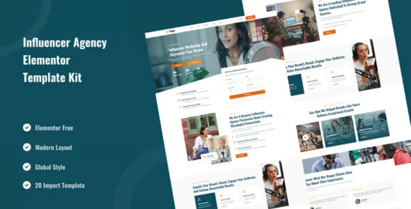 Inplu - Influencer Agency & Marketing Elementor Template Kit