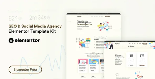 Digistar - SEO & Social Media Agency Elementor Templat Kit