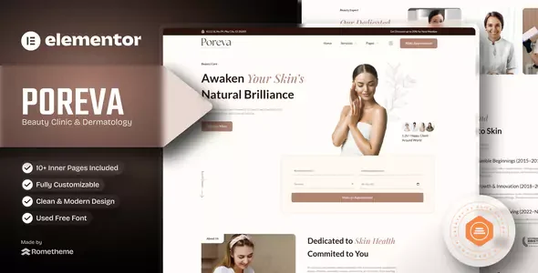 Poreva - Beauty Clinic & Dermatology Elementor Template Kit
