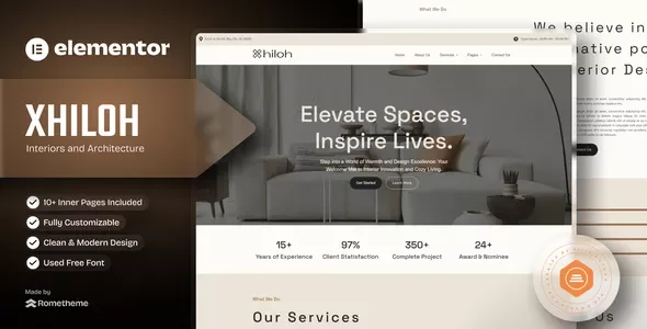 Xhiloh - Interiors & Architecture Elementor Template Kit