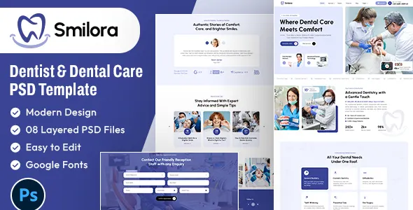 Smilora - Dentist & Dental Care Elementor Template Kit