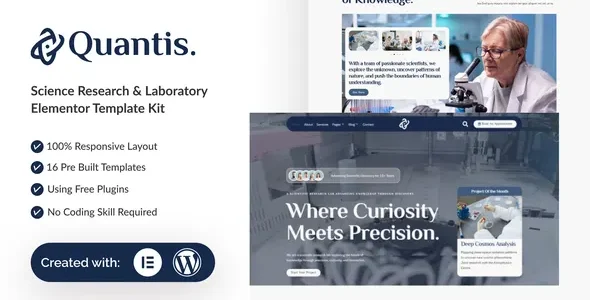 Quantis - Science Research & Laboratory Elementor Template Kit