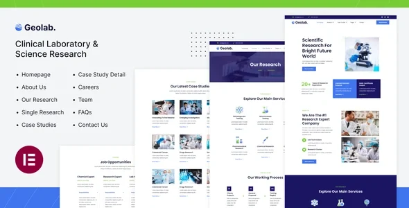 Geolab | Clinical Laboratory & Science Research Elementor Template Kit