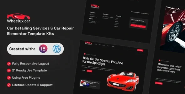 Wheelux - Car Detailing Services & Car Repair Elementor Template Kits